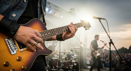 Obraz premium Guitarist Performing Live on Stage Concert.