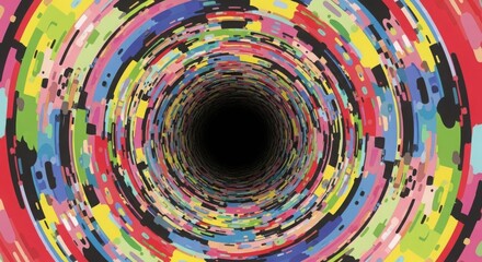 Vibrant psychedelic tunnel abstract swirls infinite motion