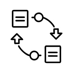Processing request line icon, black outline request handling and workflow symbol