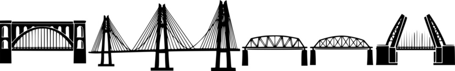 Fototapeta premium Illustrated bridges in a line, perfect for architectural or design projects 