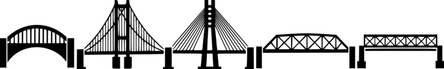 Illustrated bridges in a line, perfect for architectural or design projects
