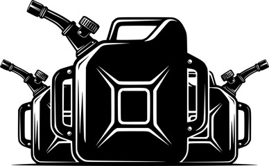 Vintage fuel cans illustration, perfect for retro design and energy concepts
