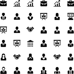 Simple HR and Career Icons Black Vector for Business Growth
