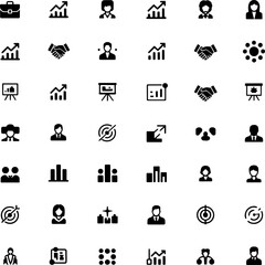 Simple HR and Career Icons Black Vector for Business Growth