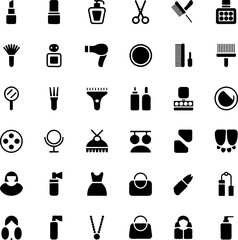 Minimal Cosmetics Icon Set Black Vector Logotype Collection