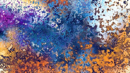Fototapeta premium Abstract rust-like organic texture with vibrant marbled colors, corroded metal surface effect and expressive chaotic pattern