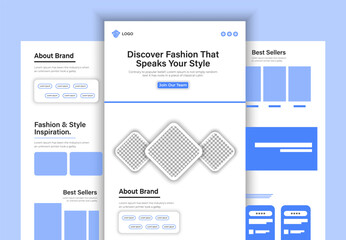 Modern Fashion Website UI Design Template with Clean Blue Layout