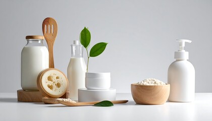 Natural Skincare Products and Ingredients Display.