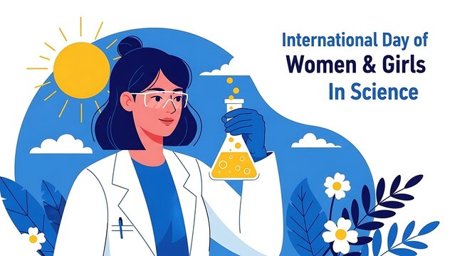 International day of women and girls in science illustration