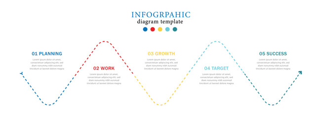 Modern Infographic template for business. Timeline diagram design. Timeline infographic design with 5 options or steps. vector illustration.