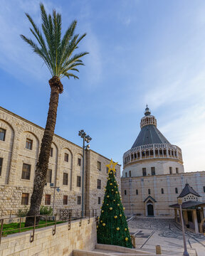 Christmas tree, and the Basilica of the Annunciation, Nazareth