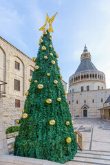 Christmas tree, and the Basilica of the Annunciation, Nazareth