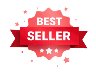 A red ribbon with 'best seller' text