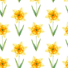 Seamless watercolor pattern with spring flowers, delicate floral elements, soft pastel colors, hand-painted style, for greeting cards, posters, wedding invitations, vector