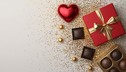 heart shaped box with chocolate