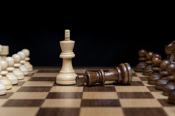 Power struggle of kings light colored king winning 