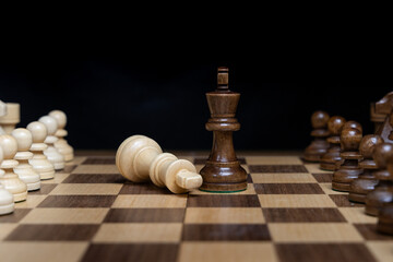 Power struggle of kings dark colored king winning 