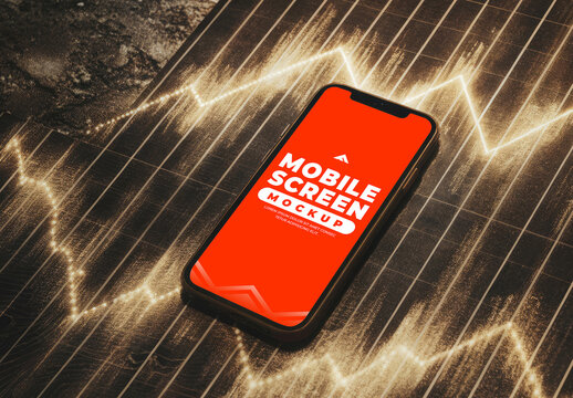 Smartphone Mockup on Wooden Surface with Warm Lighting and Natural Textured Ambience