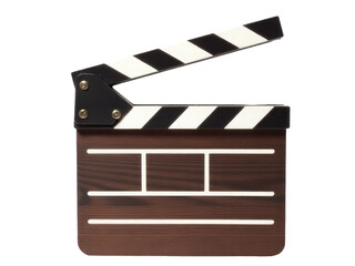 Fototapeta premium A movie clapboard on a white background, ready for use in film or video production