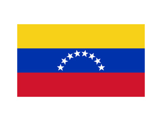 Venezuela national flag vector icon isolated on white. Official colors and 8 stars image, front view. Simple minimalist flat design. Clipart sign for Venezuelan events and news design.