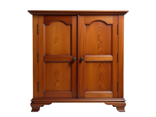 A wooden cabinet with two doors and a drawer, perfect for storing books, kitchen utensils or office supplies