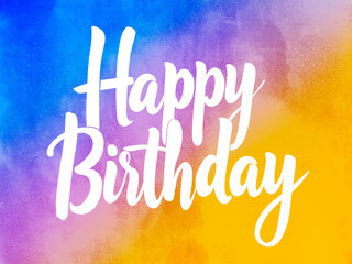 Happy birthday lettering poster watercolor gradient 