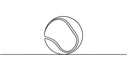 Black and white line drawing of a tennis ball on a flat surface