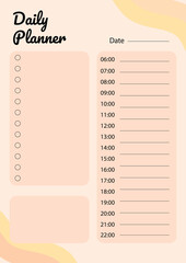 Minimal daily planner template with hourly schedule from morning to evening.Perfect for productivity, time management, planning tasks, printable planners, digital planners, notebooks, and stationery 