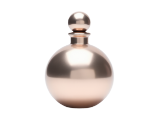 A single shiny bottle with a metal cap on a white background, perfect for product or still life photography
