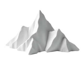 A white sculpture of a mountain on a white surface