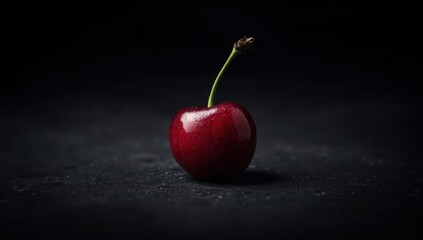 Juicy cherry in a subdued, dark atmosphere