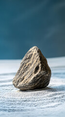 meticulously designed Zen rock garden in a Buddhist temple vertical - blue background