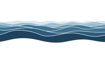 Abstract Blue Ocean Waves Seamless Pattern.