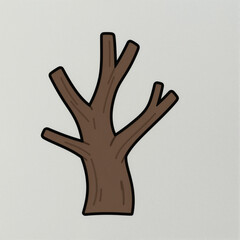 Obraz premium Cute cartoon branch with rounded limbs on a white background