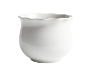 A simple, elegant white vase sitting on a clean white background