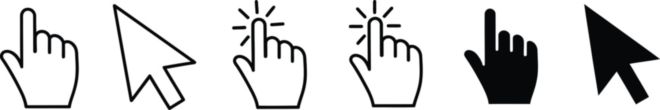 Computer Mouse and Hand Cursor Icons