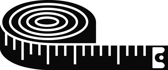 Flat design rolled measuring tape vector icon, illustration for construction, building, design, engineering, architectural projects, DIY tools, workspace graphics, and high ranking digital design 