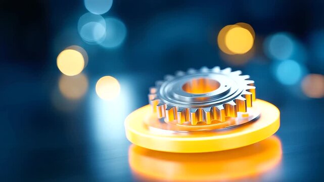 Technology workflow concept on blue backdrop defocused digital background process automation visualization system integration scene technological advancement display with copy