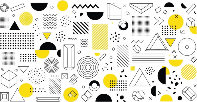 Geometric Shapes Pattern with Black and Yellow Elements
