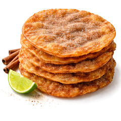 Bu&ntilde;uelos Mexican style, crisp fried dough, white background