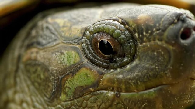 Turtle Head Closeup Macro Wildlife Animal.