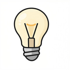 Obraz premium Cartoon light bulb in flat vector style with clean outlines on white background
