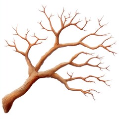 Watercolor cartoon tree branch clipart for design on white background