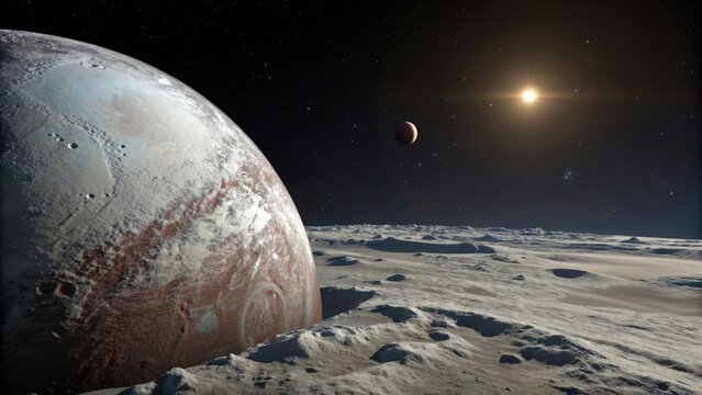 Distant Pluto and Moon in the Cosmic Expanse