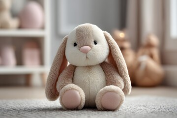 Cute plush rabbit toy for nursery decor, stuffed bunny