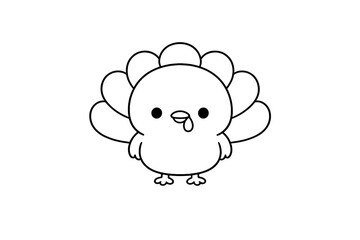 Obraz premium Adorable cartoon turkey bird character outline for children's coloring pages or Thanksgiving holiday design