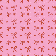 Bow pattern vector print. Knots and ribbons. Valentines holiday fashion, stationary, greeting pattern. girly prints. background drawing.