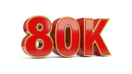 Red 3d 80k text on white background