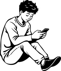 Screen Time Concept Person Sitting Curved Posture Using Phone
