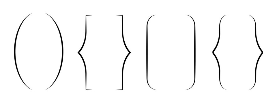 Set of text brackets, braces, quote, text box icons